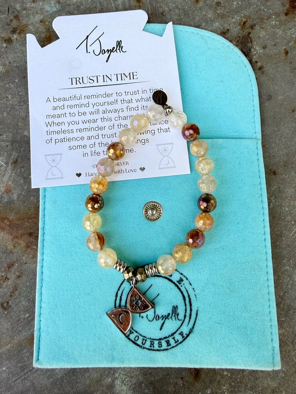 T Jazelle Sterling Silver Trust In Time Beaded Charm Bracelet